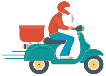 Coursier ou livreur de repas à domicile sur son scooter
